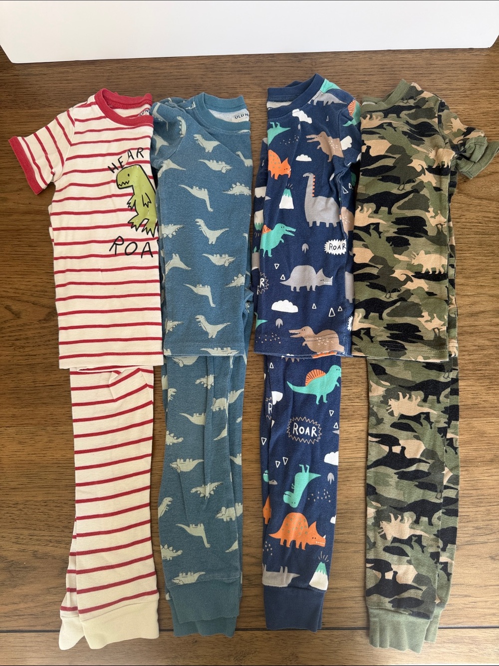 Pack of 4 Old Navy Toddler Kids Dinosaur & Camo Pajama Set - Mixed Colors